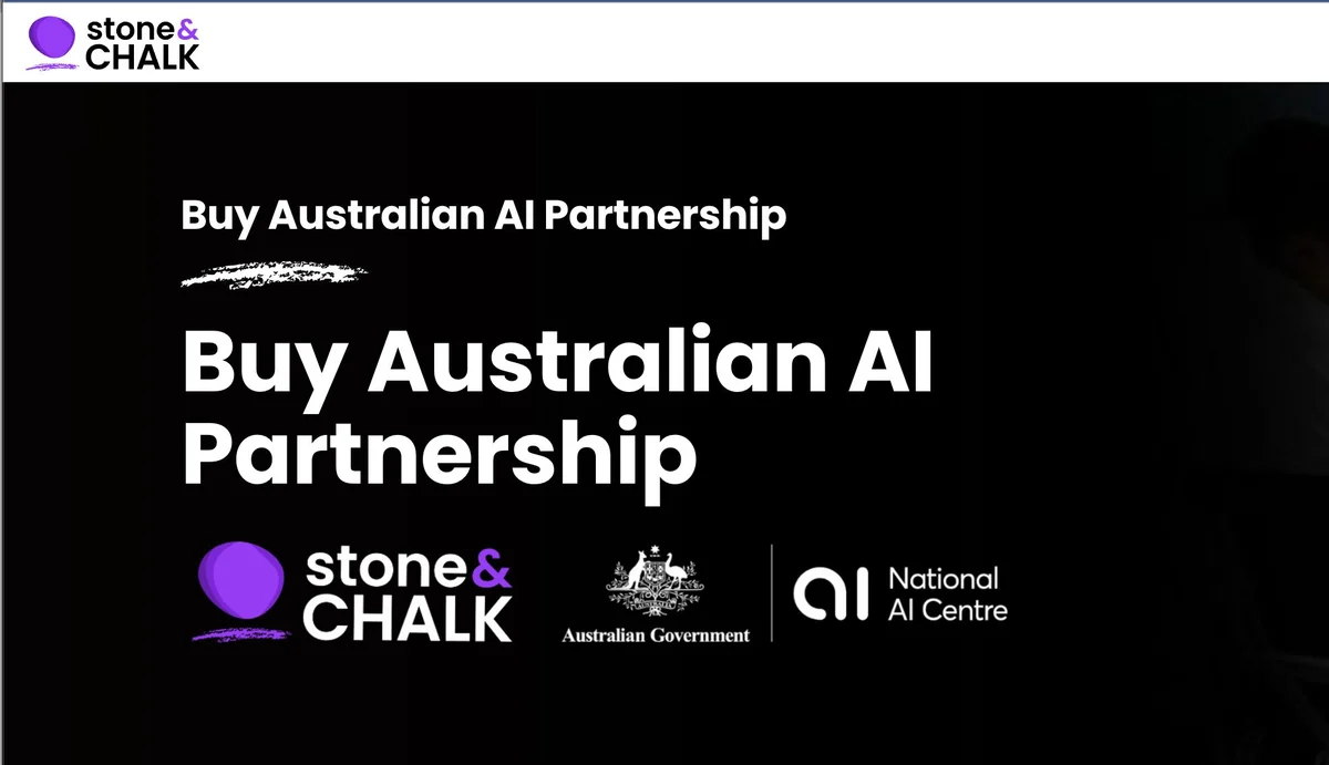 Buy Australian AI Partnership with Stone & Chalk, Australian Government and National AI Centre logos